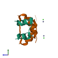 Hetero tetrameric assembly 8 of PDB entry 3e7y coloured by chemically distinct molecules, side view.