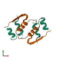 Hetero tetrameric assembly 7 of PDB entry 3e7z coloured by chemically distinct molecules, front view.