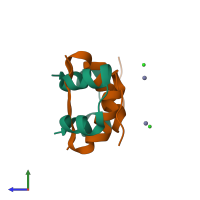 Hetero tetrameric assembly 8 of PDB entry 3e7z coloured by chemically distinct molecules, side view.