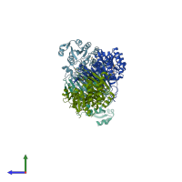 PDB entry 3e82 coloured by chain, side view.