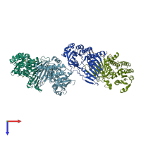 PDB entry 3e82 coloured by chain, top view.