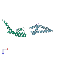 PDB entry 3e83 coloured by chain, top view.