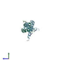 PDB entry 3e8f coloured by chain, side view.