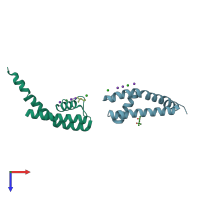 PDB entry 3e8f coloured by chain, top view.