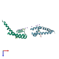 PDB entry 3e8h coloured by chain, top view.