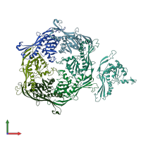 PDB entry 3e8k coloured by chain, front view.