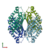 PDB entry 3e8p coloured by chain, front view.