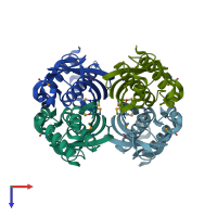 PDB entry 3e8p coloured by chain, top view.