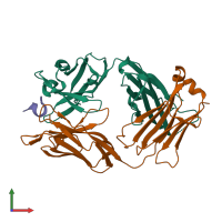 PDB entry 3e8u coloured by chain, front view.