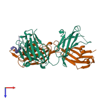 PDB entry 3e8u coloured by chain, top view.