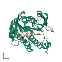 PDB entry 3e8x coloured by chain, front view.