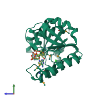 PDB entry 3e8x coloured by chain, side view.