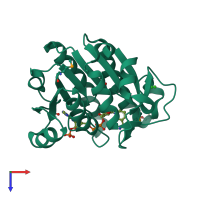 PDB entry 3e8x coloured by chain, top view.