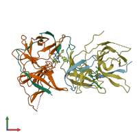 PDB entry 3e90 coloured by chain, front view.