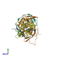 PDB entry 3e90 coloured by chain, side view.