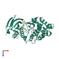 PDB entry 3e93 coloured by chain, top view.