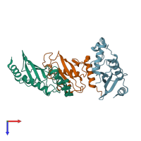 PDB entry 3e95 coloured by chain, top view.