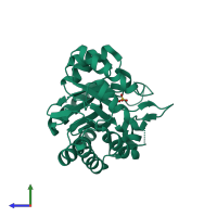 PDB entry 3e9a coloured by chain, side view.