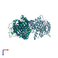 PDB entry 3e9b coloured by chain, top view.