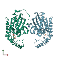 PDB entry 3e9d coloured by chain, front view.