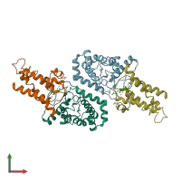 PDB entry 3e9j coloured by chain, front view.