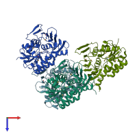 PDB entry 3e9m coloured by chain, top view.