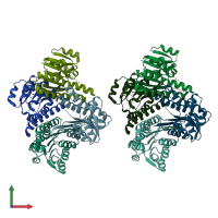 PDB entry 3e9n coloured by chain, front view.