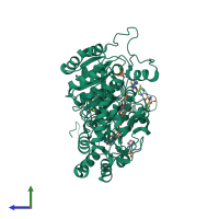 PDB entry 3e9y coloured by chain, side view.