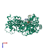 PDB entry 3e9y coloured by chain, top view.