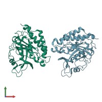 PDB entry 3ea3 coloured by chain, front view.