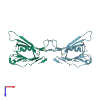 PDB entry 3eaa coloured by chain, top view.