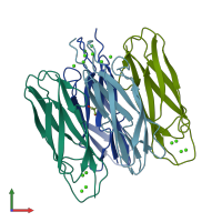 PDB entry 3ead coloured by chain, front view.