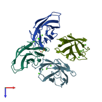 PDB entry 3ead coloured by chain, top view.