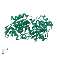 PDB entry 3eaf coloured by chain, top view.