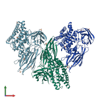 PDB entry 3eb7 coloured by chain, front view.