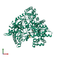 PDB entry 3ebo coloured by chain, front view.