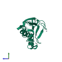 PDB entry 3ebq coloured by chain, side view.
