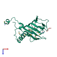 PDB entry 3ebr coloured by chain, top view.