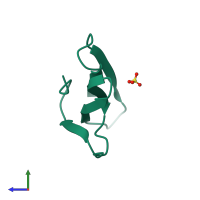PDB entry 3ebx coloured by chain, side view.