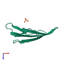 PDB entry 3ebx coloured by chain, top view.