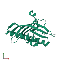 PDB entry 3eby coloured by chain, front view.