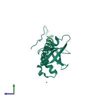 PDB entry 3ec8 coloured by chain, side view.