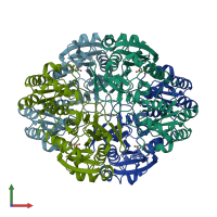 PDB entry 3eca coloured by chain, front view.