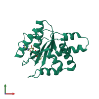 PDB entry 3ecc coloured by chain, front view.