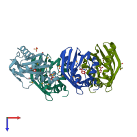 PDB entry 3ecf coloured by chain, top view.