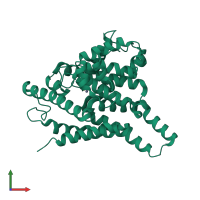 PDB entry 3ecm coloured by chain, front view.