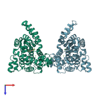 PDB entry 3ecn coloured by chain, top view.