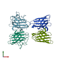 PDB entry 3ecv coloured by chain, front view.