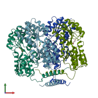 PDB entry 3edc coloured by chain, front view.
