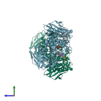 PDB entry 3edf coloured by chain, side view.